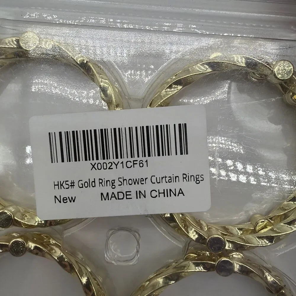 Gold Shower Curtain Rings, Brass Rustproof Decorative Shower Hooks for Bathroom